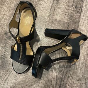 Michael Kors Black Leather Cage Heel